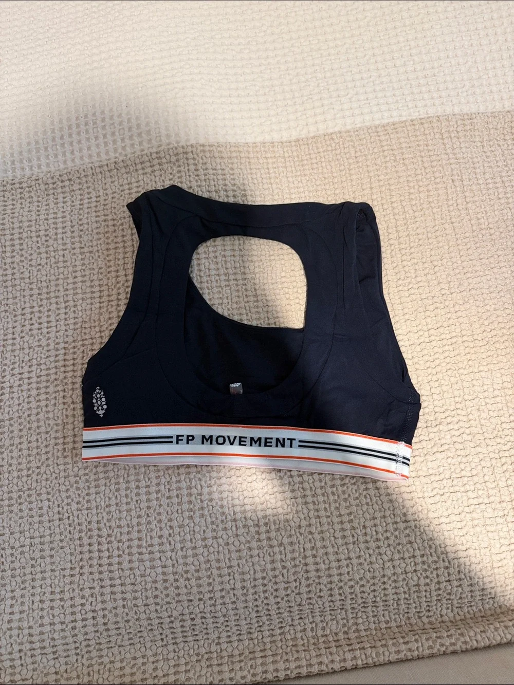 Free People black Sports Bra with FP Movement Elastic Stripe